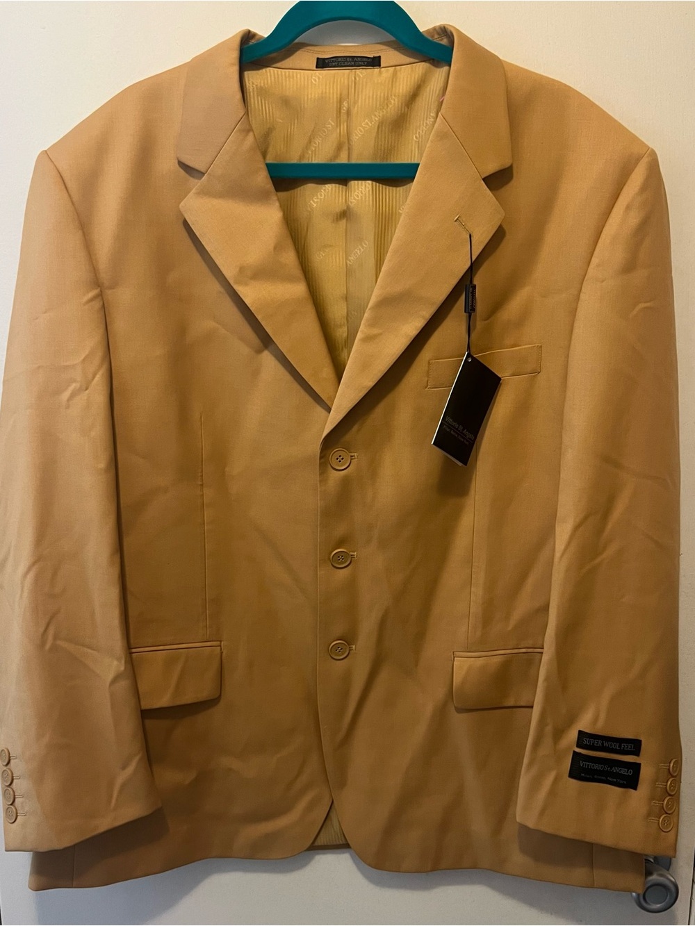Nwt Vittorio St Angelo Men's Tan Sport Coat Blazer - Sleek Single-Breasted Jacke